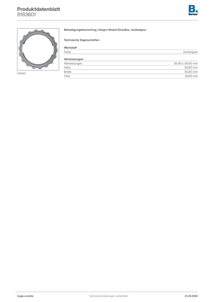 Bild Berker Produktdatenblatt 8183601 | Hager Deutschland