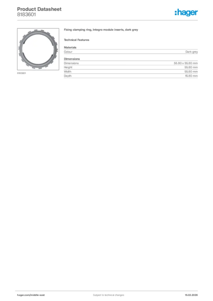 Image Hager Product data sheet 8183601  | Hager