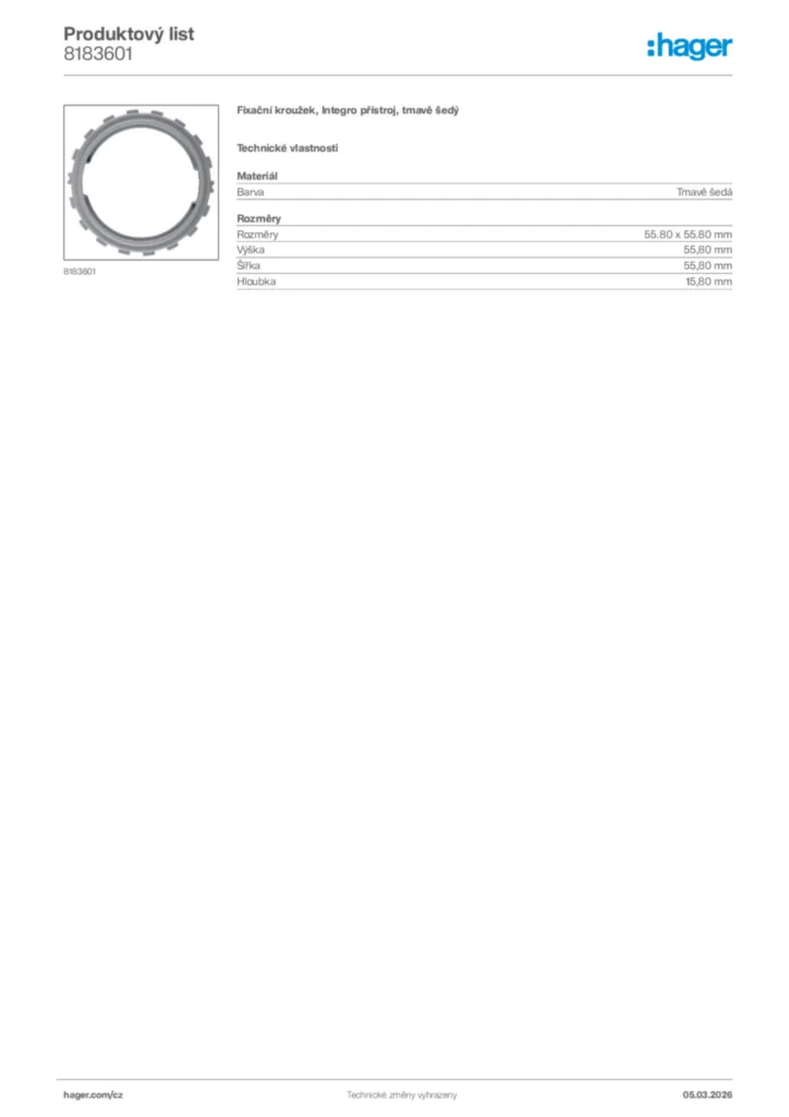 Obrázek Hager Product data sheet 8183601 | Hager