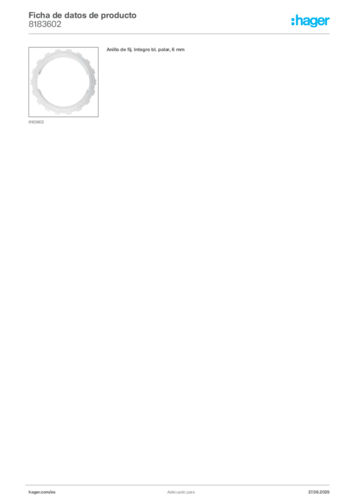 Imagen Hager Ficha de datos de producto 8183602 | Hager España