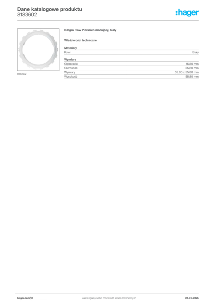 Zdjęcie Hager Karta katalogowa 8183602 | Hager Polska