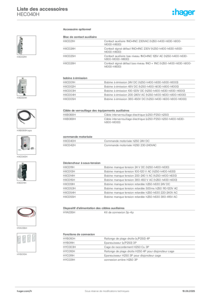 Image Hager Fiche technique du produit HEC040H | Hager France