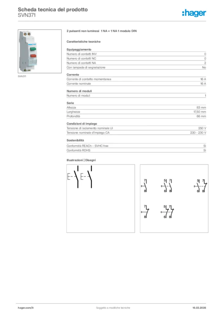 Immagine Hager Scheda tecnica del prodotto SVN371 | Hager Italia