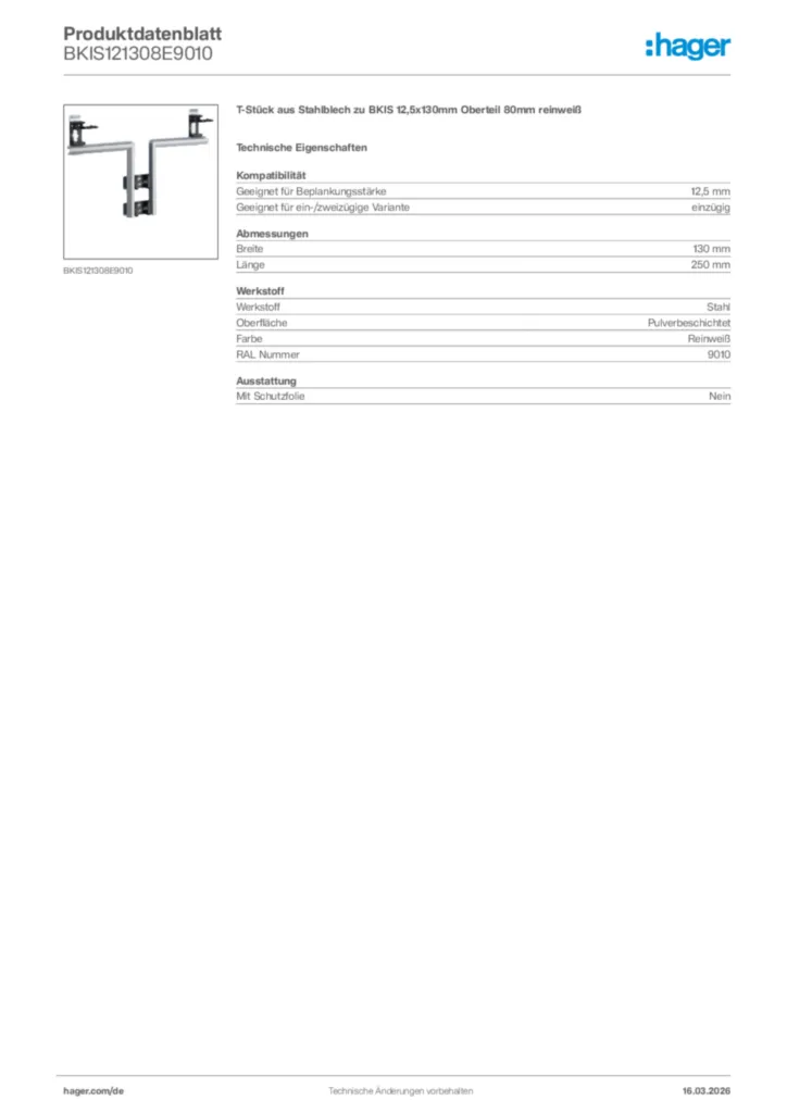 Bild Hager Produktdatenblatt BKIS121308E9010 | Hager Deutschland
