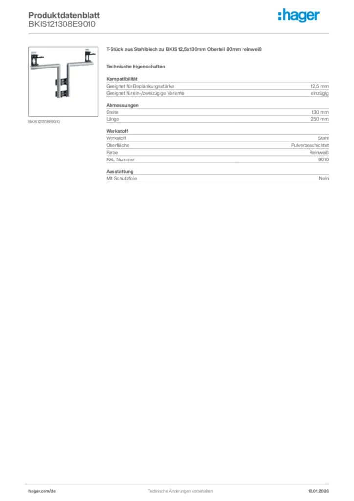 Bild Hager Produktdatenblatt BKIS121308E9010 | Hager Deutschland