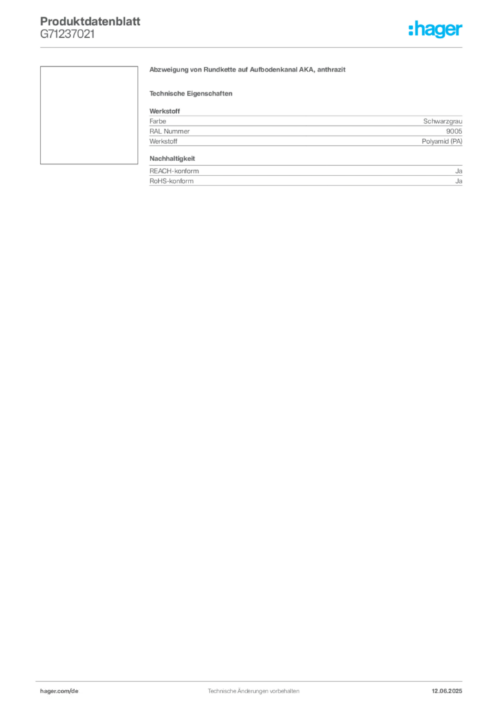 Bild Hager Produktdatenblatt G71237021 | Hager Deutschland