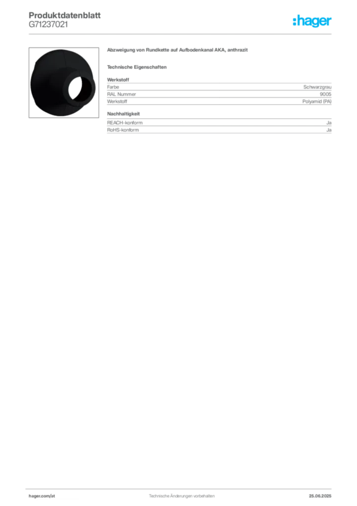 Bild Hager Produktdatenblatt G71237021 | Hager Deutschland