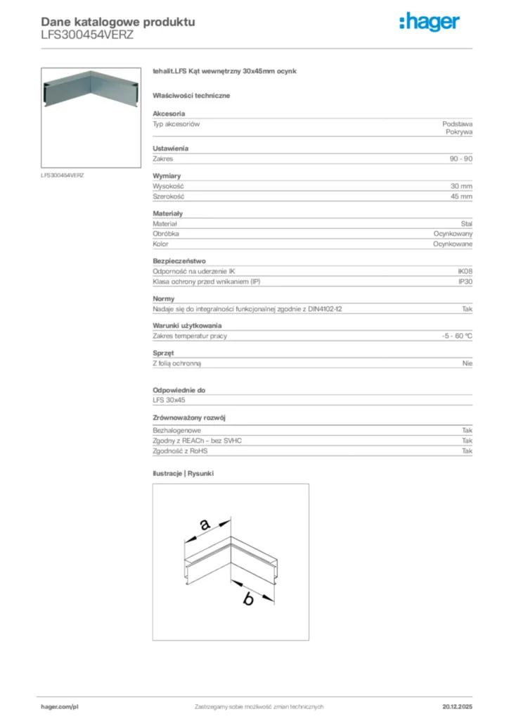 Zdjęcie Hager Karta katalogowa LFS300454VERZ | Hager Polska