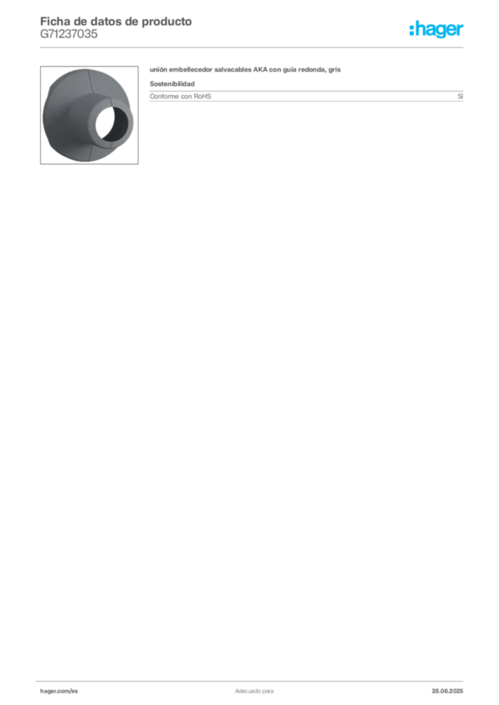 Imagen Hager Ficha de datos de producto G71237035 | Hager España