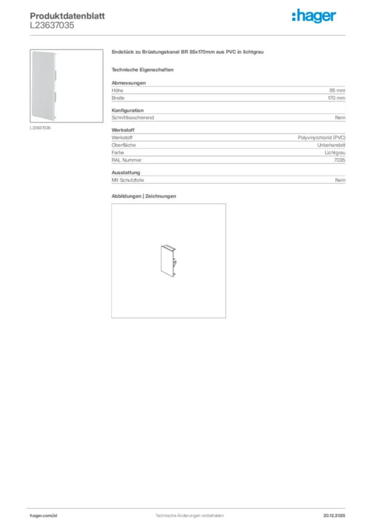 Bild Hager Produktdatenblatt L23637035 | Hager Deutschland