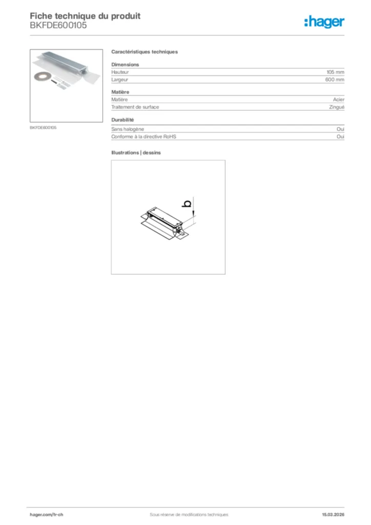 Image Hager Fiche technique du produit BKFDE600105 | Hager Suisse