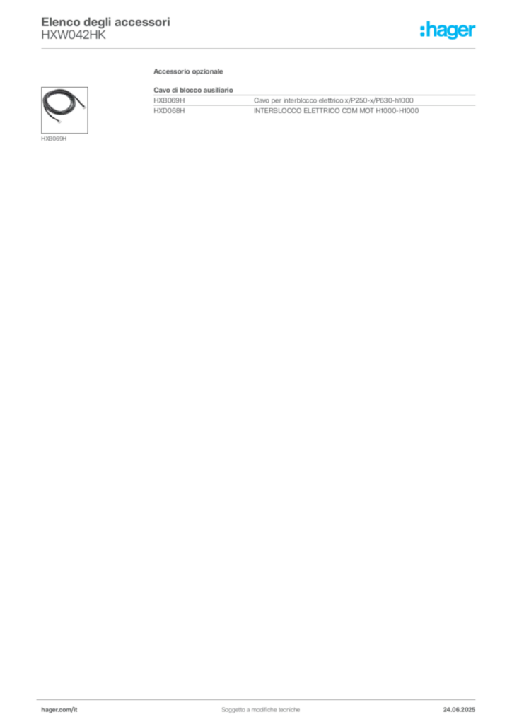 Immagine Hager Scheda tecnica del prodotto HXW042HK | Hager Italia