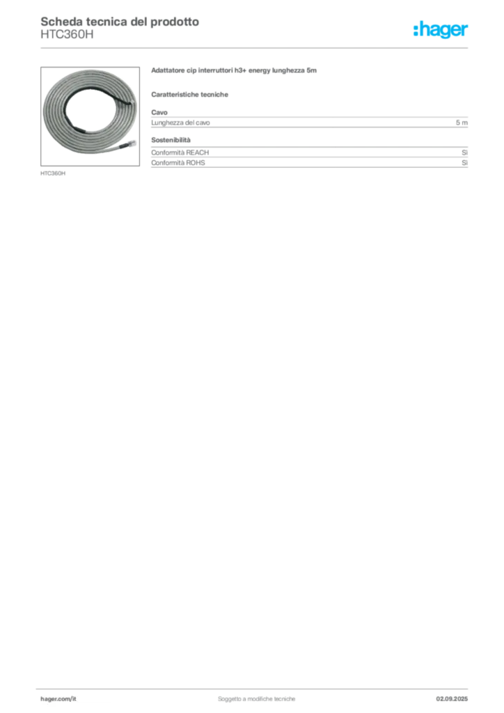 Immagine Hager Scheda tecnica del prodotto HTC360H | Hager Italia
