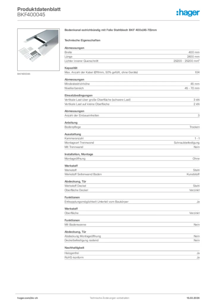 Bild Hager Produktdatenblatt BKF400045 | Hager Schweiz