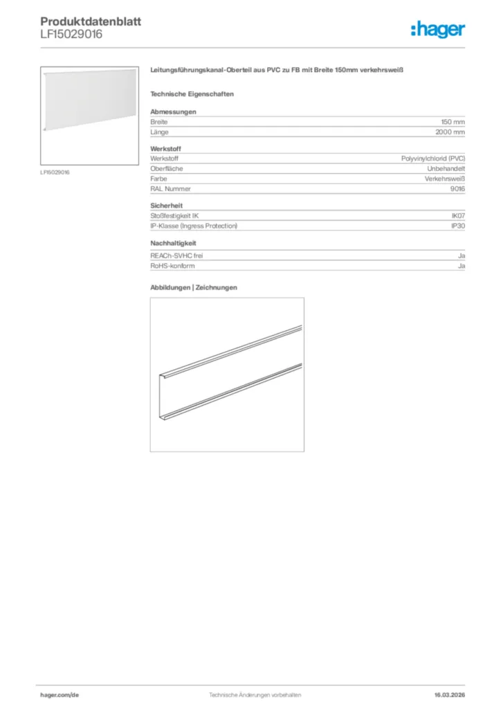 Bild Hager Produktdatenblatt LF15029016 | Hager Deutschland