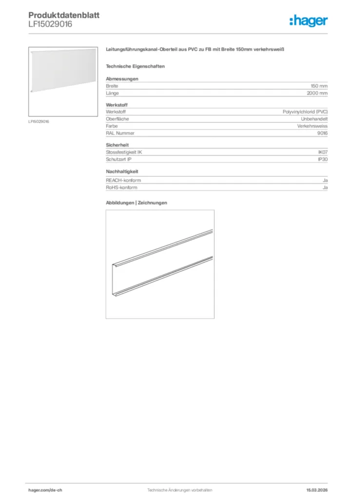 Bild Hager Produktdatenblatt LF15029016 | Hager Schweiz