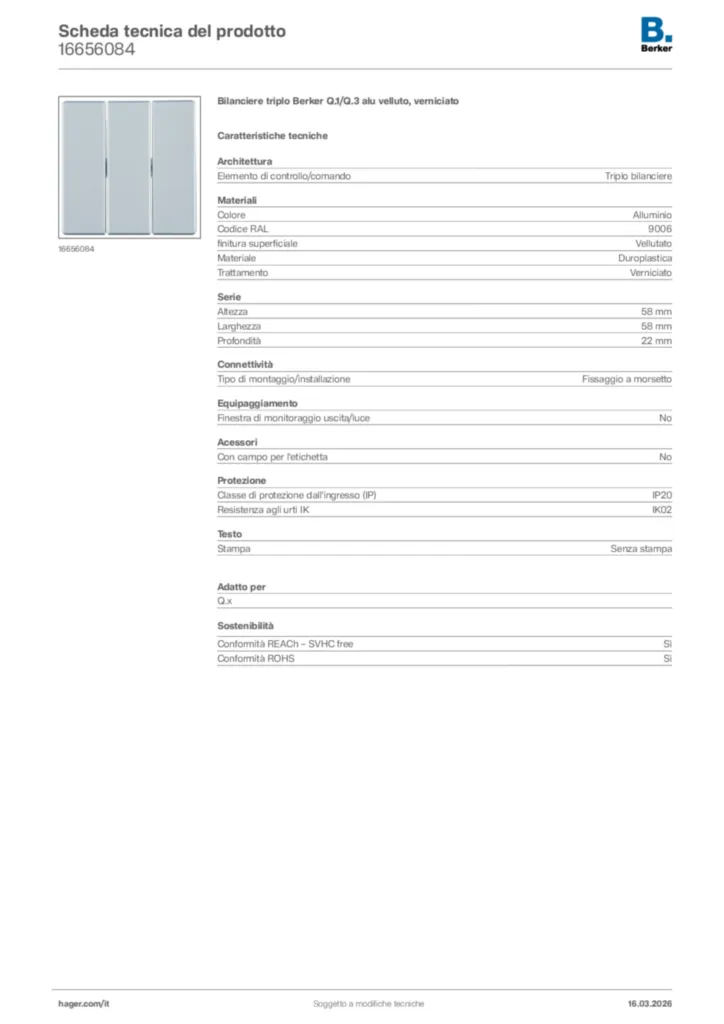 Immagine Berker Scheda tecnica del prodotto 16656084 | Hager Italia