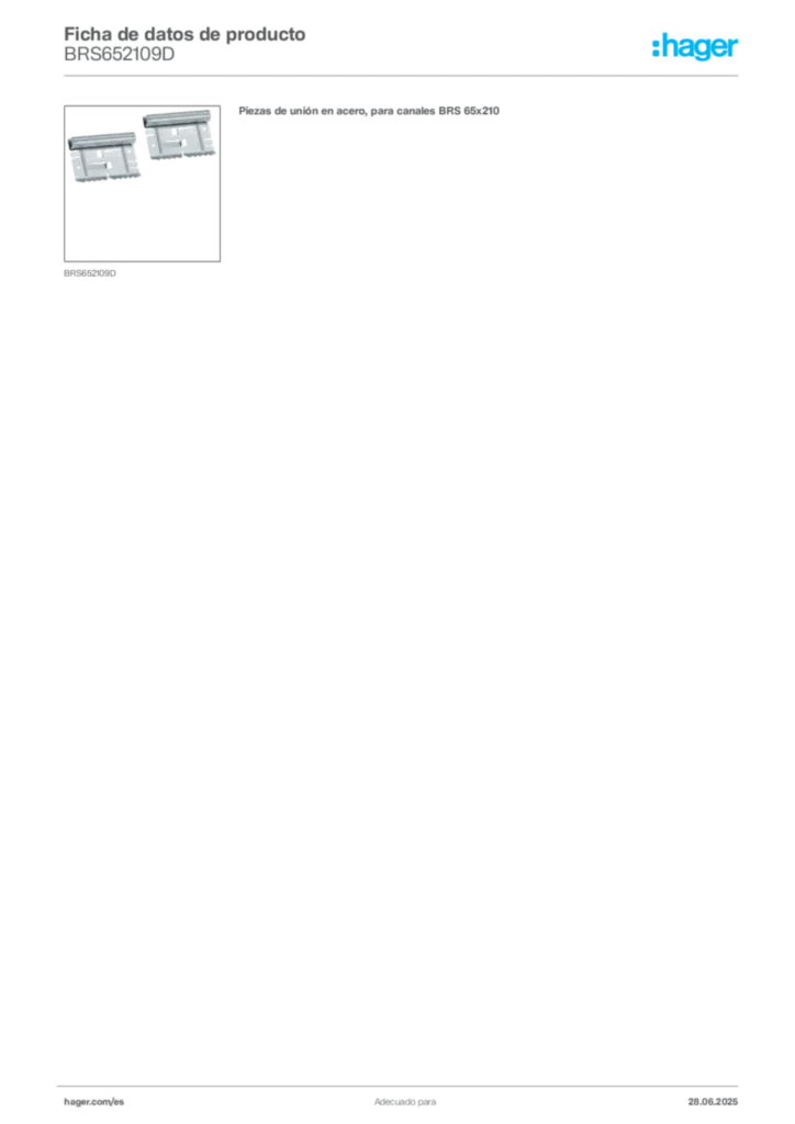 Imagen Hager Ficha de datos de producto BRS652109D | Hager España
