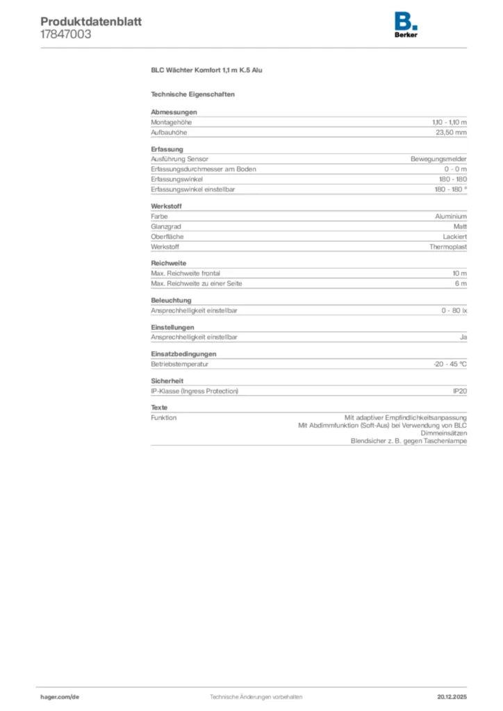 Bild Berker Produktdatenblatt 17847003 | Hager Deutschland
