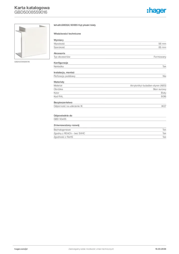 Zdjęcie Hager Karta katalogowa GBD5008559016 | Hager Polska