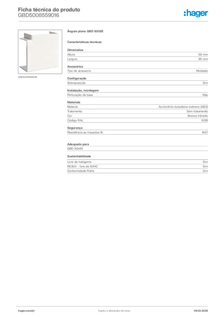 Imagem Hager Ficha técnica do produto GBD5008559016 | Hager Portugal