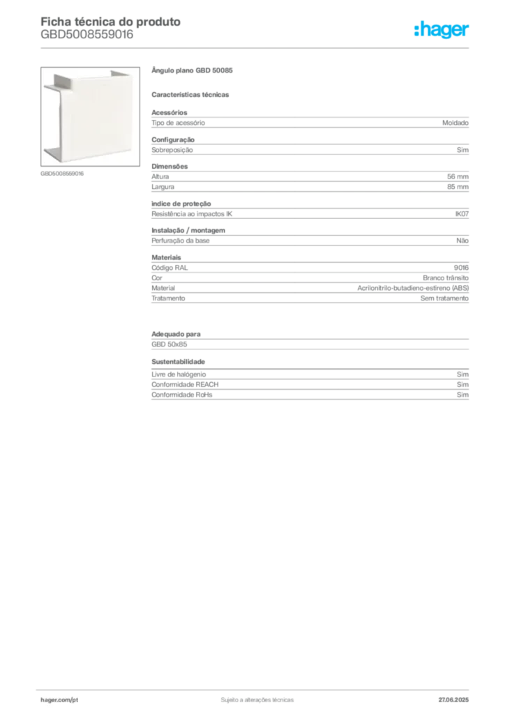 Imagem Hager Ficha técnica do produto GBD5008559016 | Hager Portugal