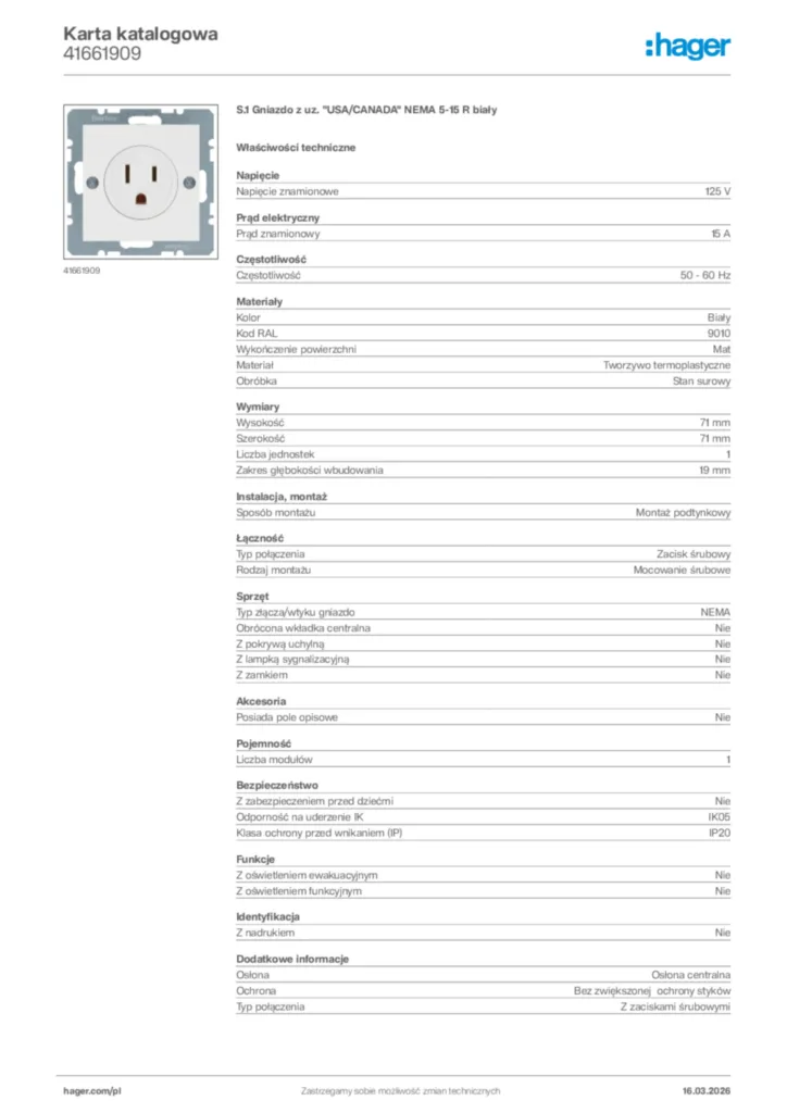 Zdjęcie Hager Karta katalogowa 41661909 | Hager Polska
