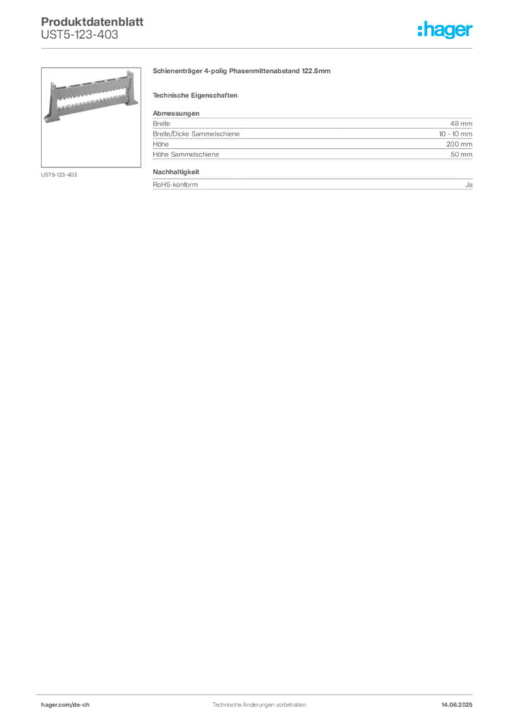 Bild Hager Produktdatenblatt UST5-123-403 | Hager Schweiz