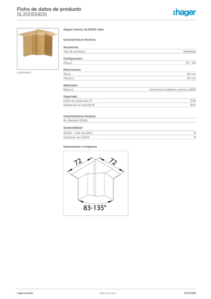 Imagen Hager Ficha de datos de producto SL200554D5 | Hager España