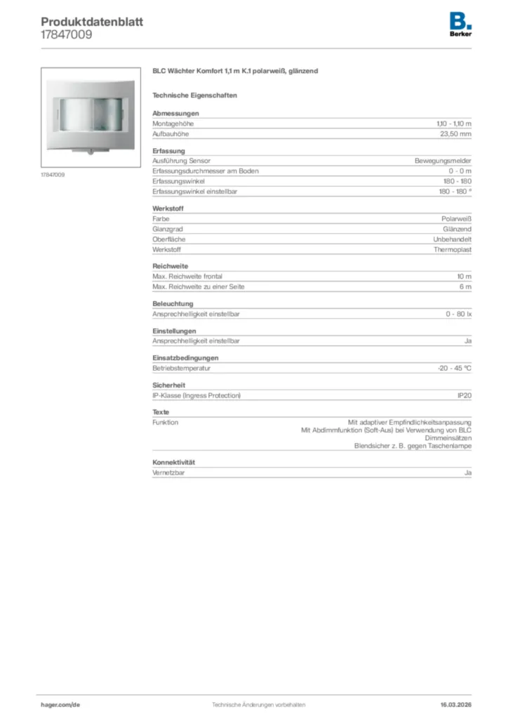 Bild Berker Produktdatenblatt 17847009 | Hager Deutschland