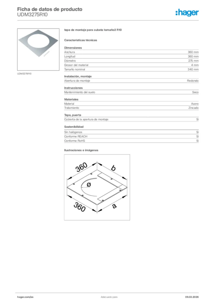 Imagen Hager Ficha de datos de producto UDM3275R10 | Hager España