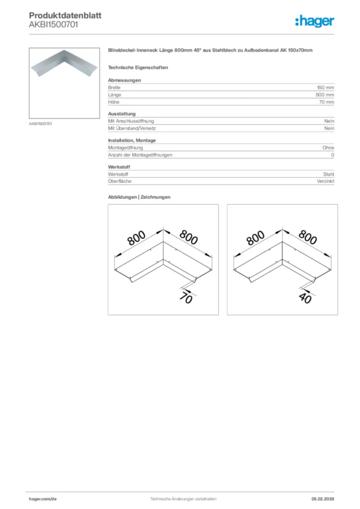 Bild Hager Produktdatenblatt AKBI1500701 | Hager Deutschland