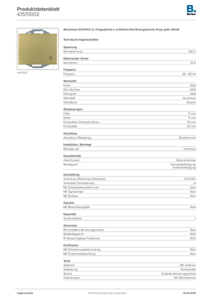 Bild Berker Produktdatenblatt 47570002 | Hager Deutschland