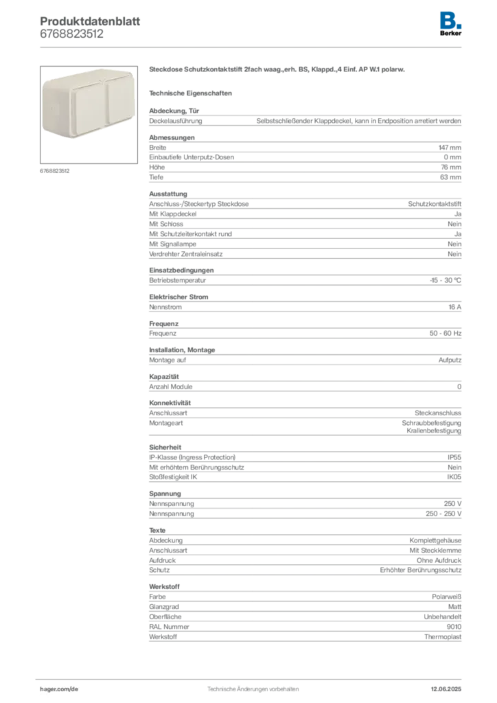 Berker Produktdatenblatt 6768823512