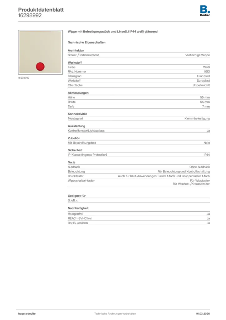 Bild Berker Produktdatenblatt 16298992 | Hager Deutschland