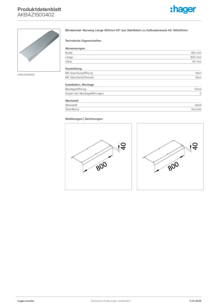 Bild Hager Produktdatenblatt AKBAZ1500402 | Hager Deutschland