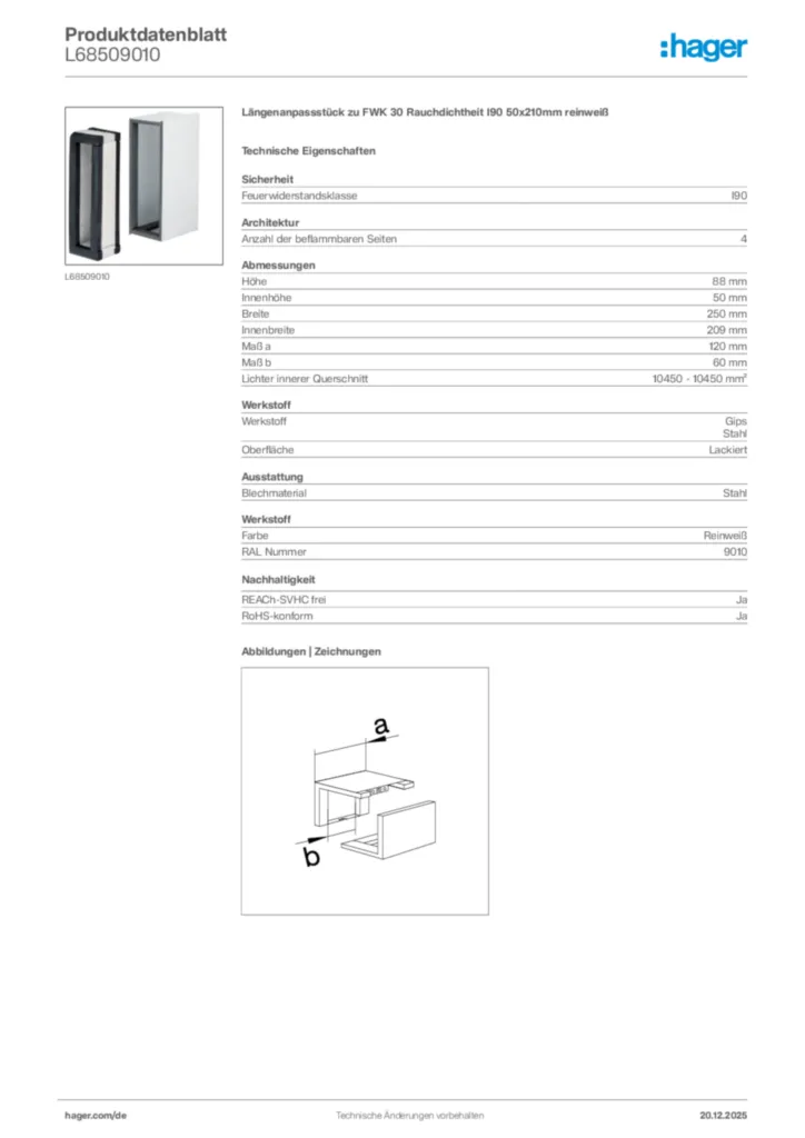 Bild Hager Produktdatenblatt L68509010 | Hager Deutschland