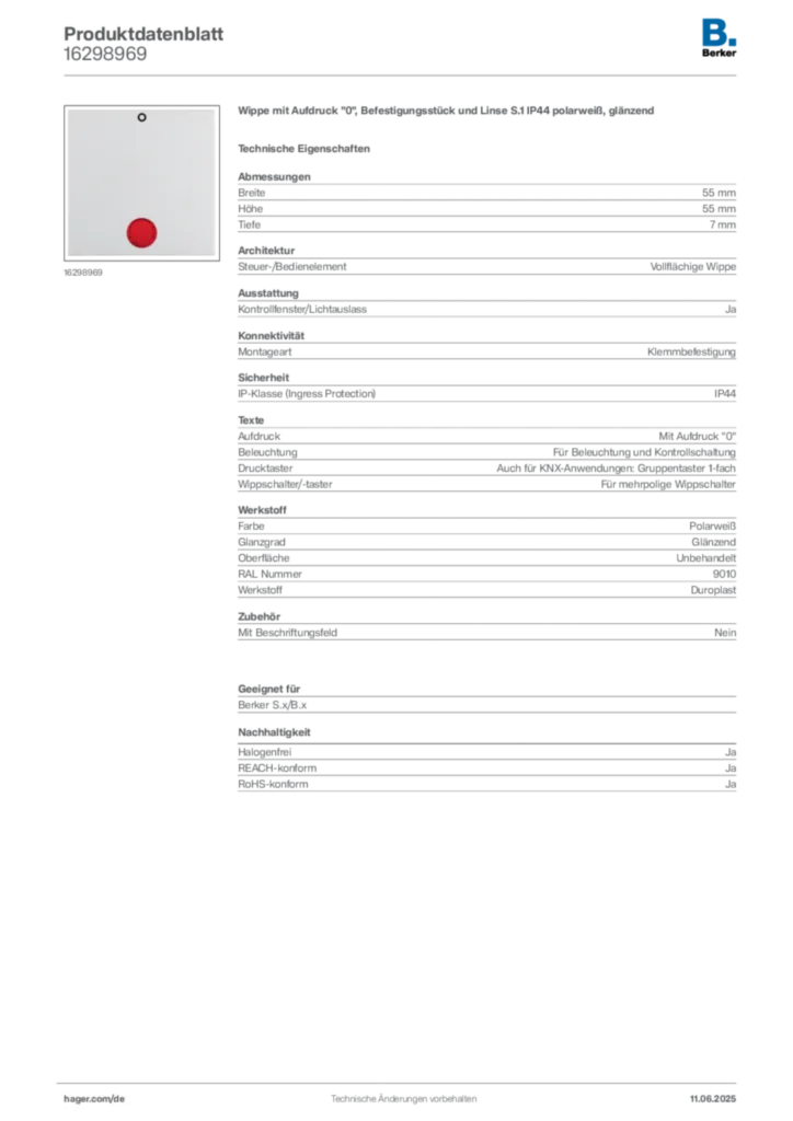 Bild Berker Produktdatenblatt 16298969 | Hager Deutschland