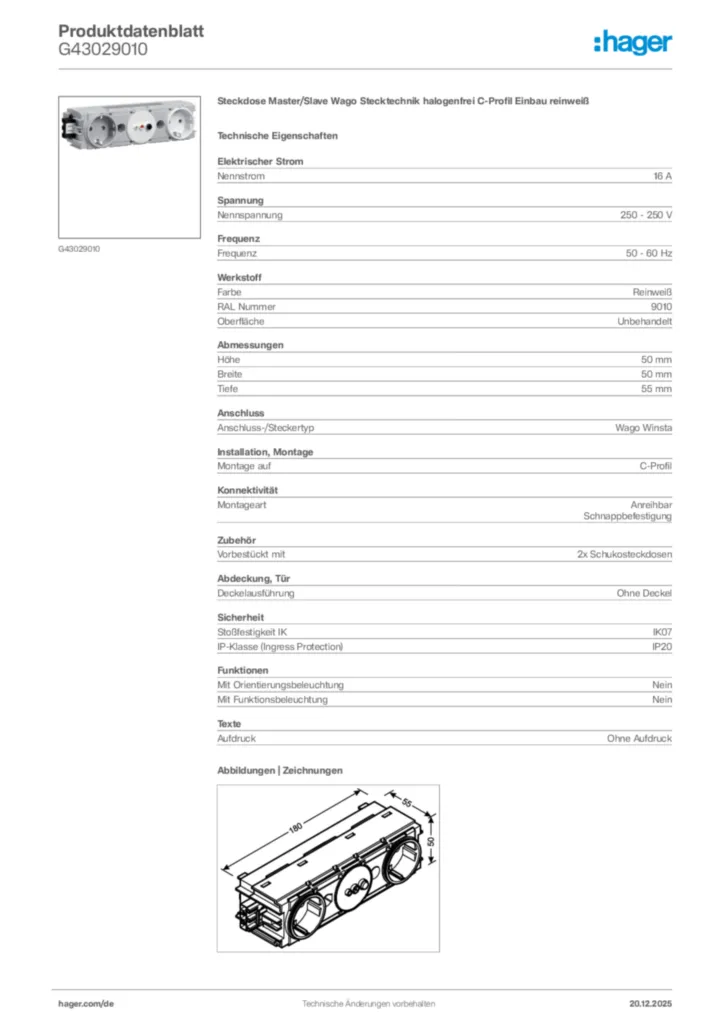 Bild Hager Produktdatenblatt G43029010 | Hager Deutschland