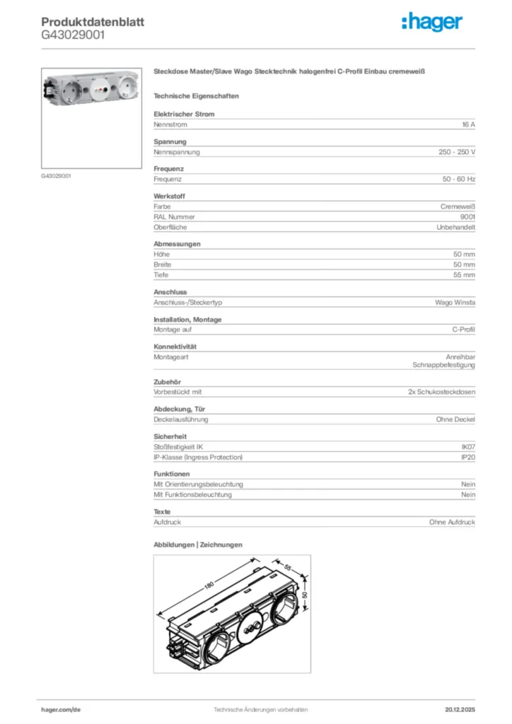 Bild Hager Produktdatenblatt G43029001 | Hager Deutschland