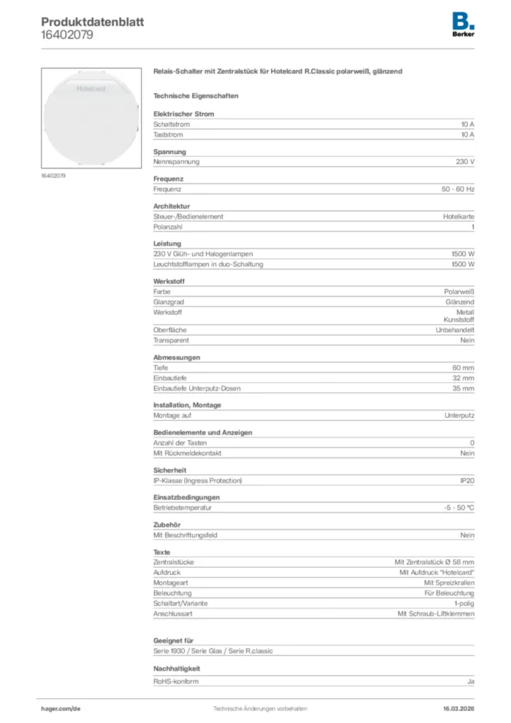Bild Berker Produktdatenblatt 16402079 | Hager Deutschland