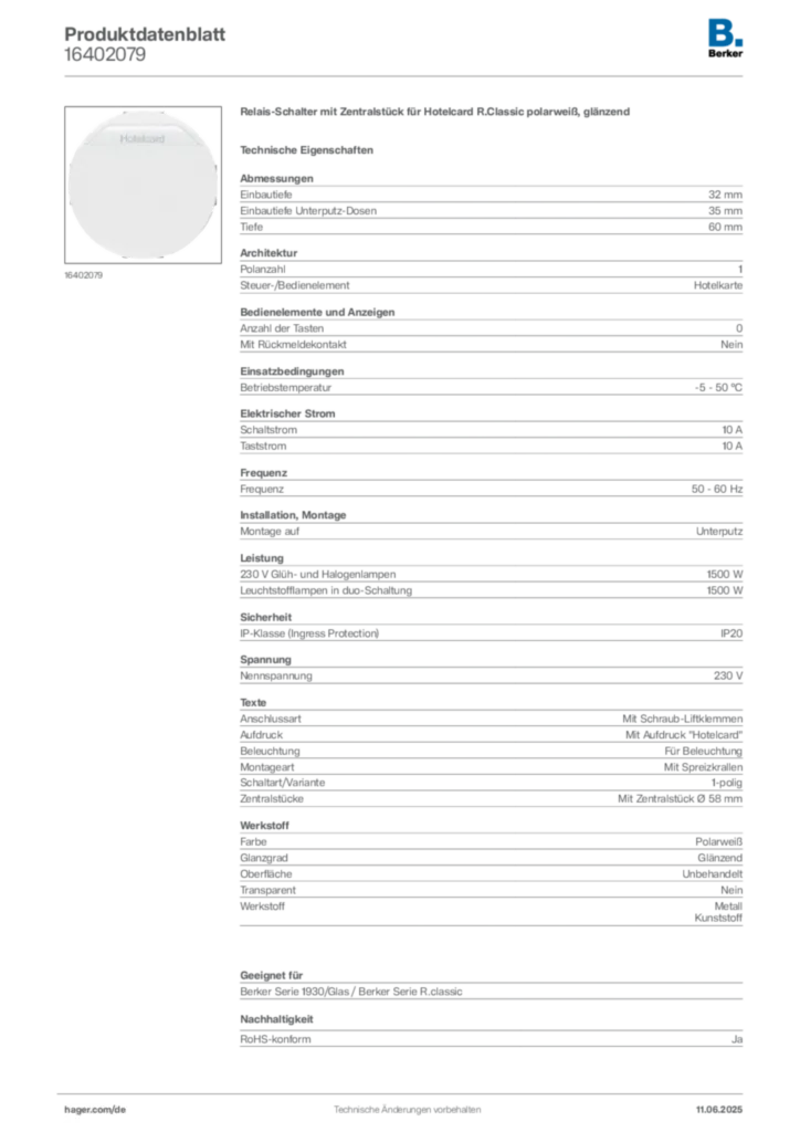 Bild Berker Produktdatenblatt 16402079 | Hager Deutschland