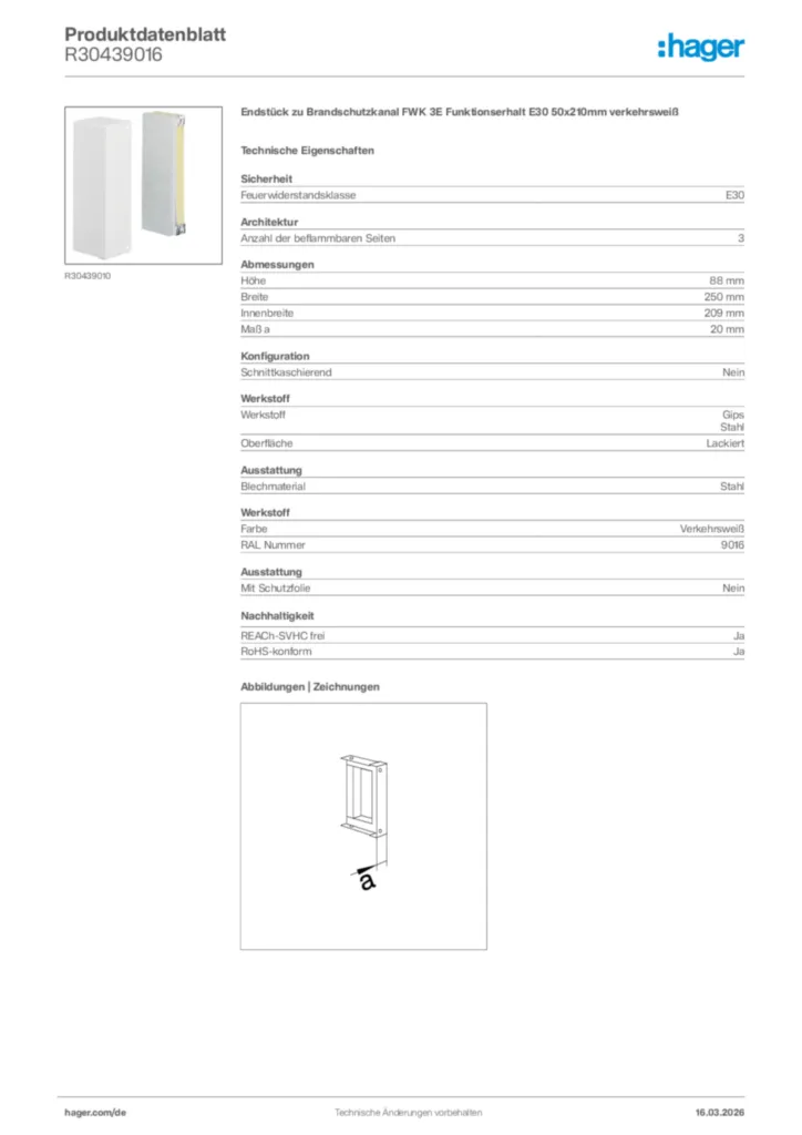 Bild Hager Produktdatenblatt R30439016 | Hager Deutschland