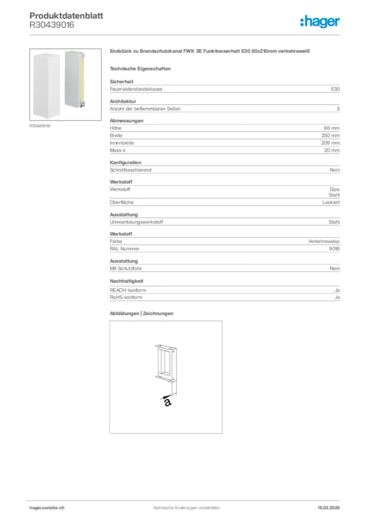 Bild Hager Produktdatenblatt R30439016 | Hager Schweiz