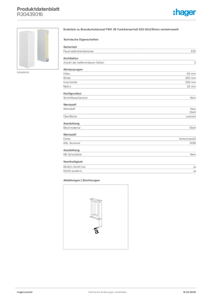 Bild Hager Produktdatenblatt R30439016 | Hager Deutschland