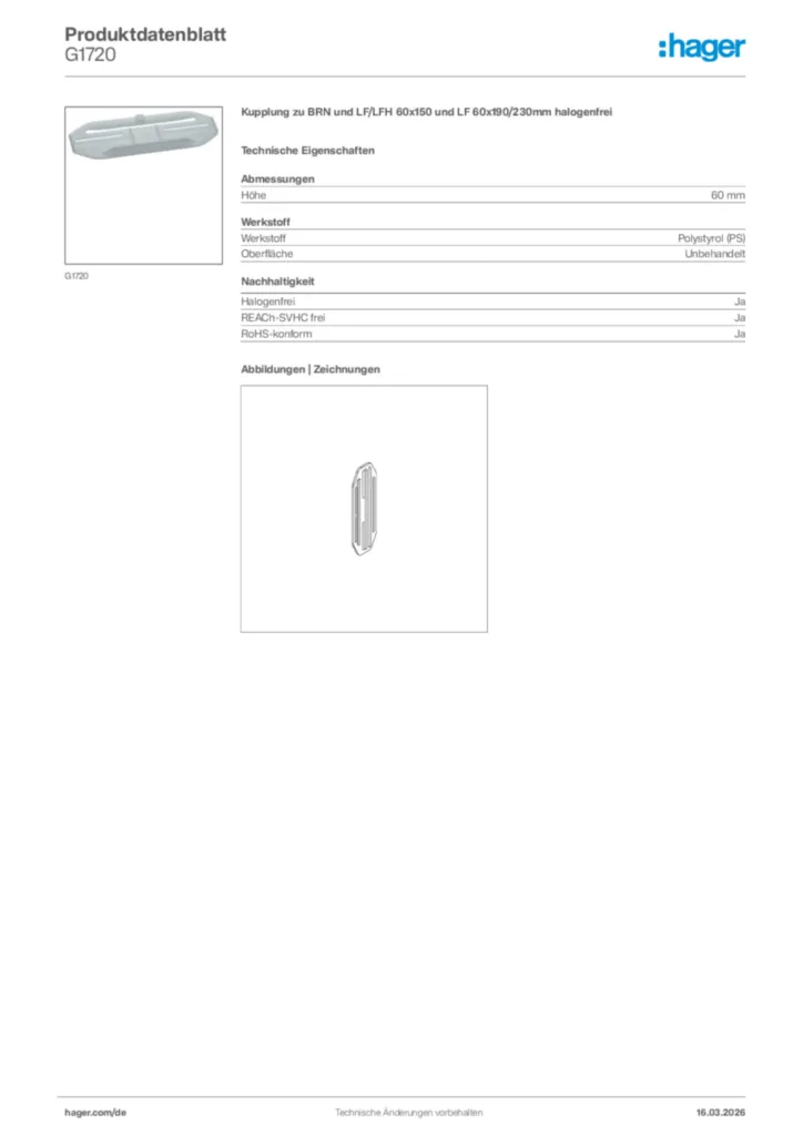 Bild Hager Produktdatenblatt G1720 | Hager Deutschland