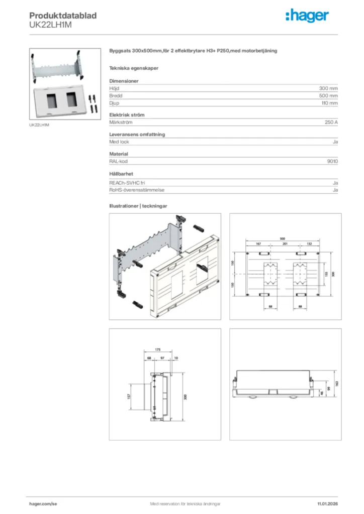 Bild Hager Produktdatablad UK22LH1M | Hager Sverige