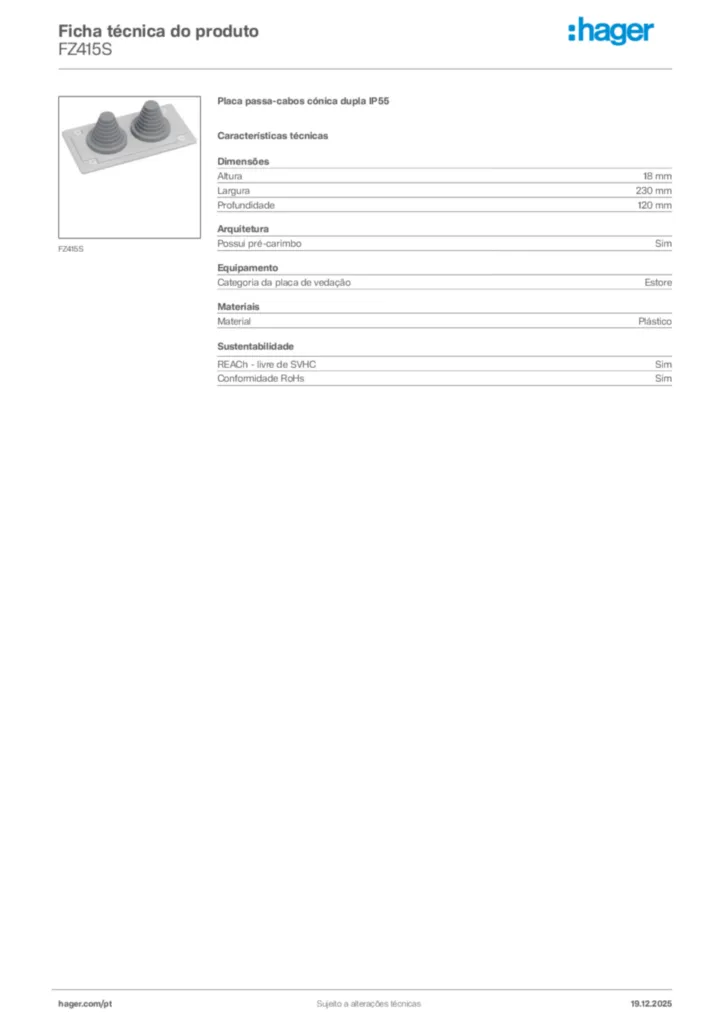 Imagem Hager Ficha técnica do produto FZ415S | Hager Portugal