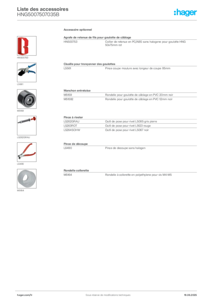 Image Hager Fiche technique du produit HNG5007507035B | Hager France