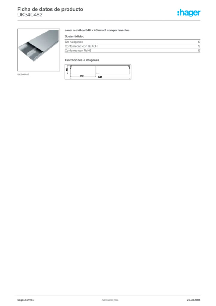 Imagen Hager Ficha de datos de producto UK340482 | Hager España